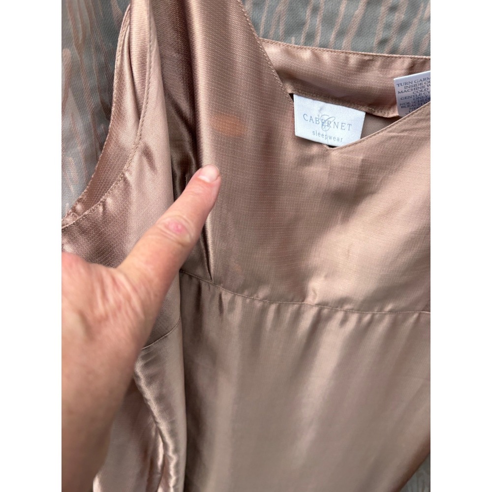Cabernet Sleepwear Womens Large Rose Gold 2 Piece Nightgown and Robe Set Pink - Picture 6 of 13